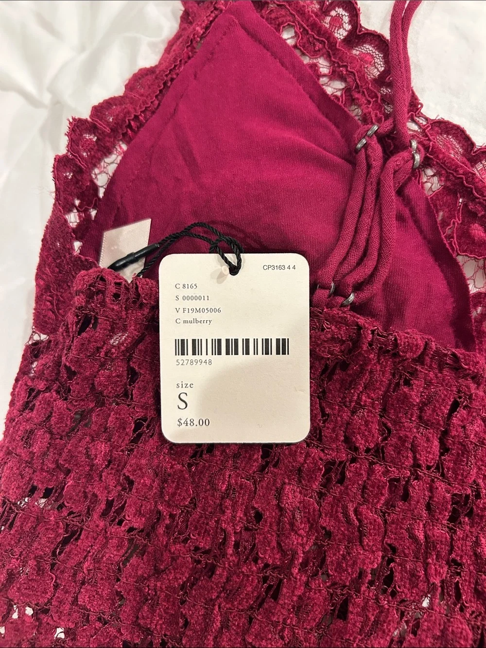Free People Lace Bandeau Bralette in Wine